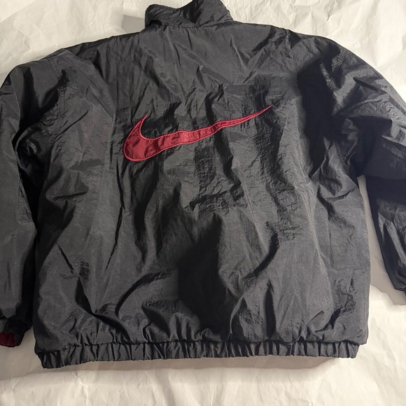 Nike Reversible Jacket Swoosh VTG Y2K Mens XL Red Black Puffer Coat Oversize - Picture 2 of 10
